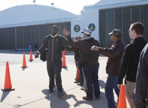 Mid-Continent Airport employees line up to show their support for the local team. Courtesy Mid-Continent Airport.