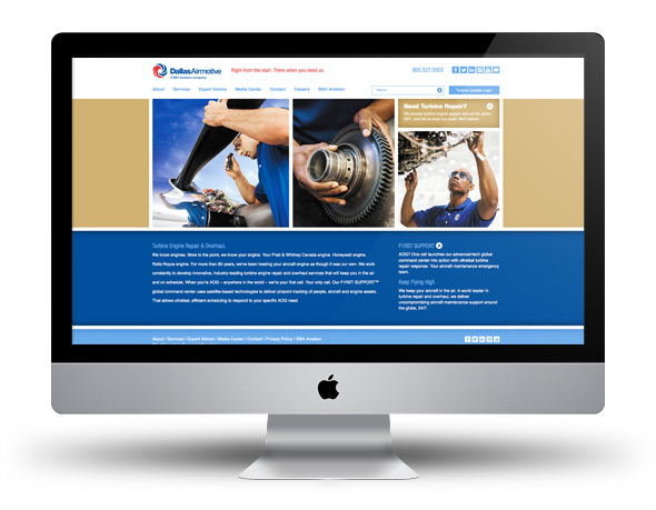 Dallas Airmotive’s responsive website makes it easy to request turbine repair whether you’re at your desk or in the field. The site functions much more broadly than the app, showcasing the company’s industry-leading programs and solutions.