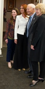 Bruce Whitman with the Greteman Group leadership team, (l-r) Ashley Bowen Cook, Sonia Greteman and Deanna Harms. 