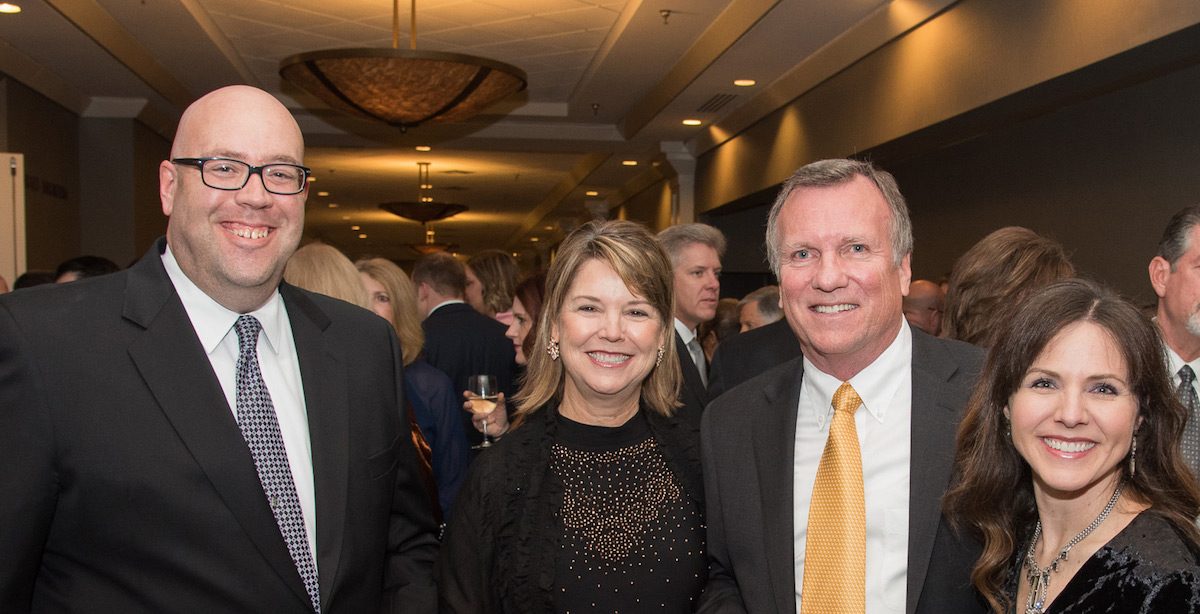 Jerry Siebenmark and Ashley Bowen Cook pose with Sherry and Lynn Nichols at the 2018 Wichita Aero Club Gala.