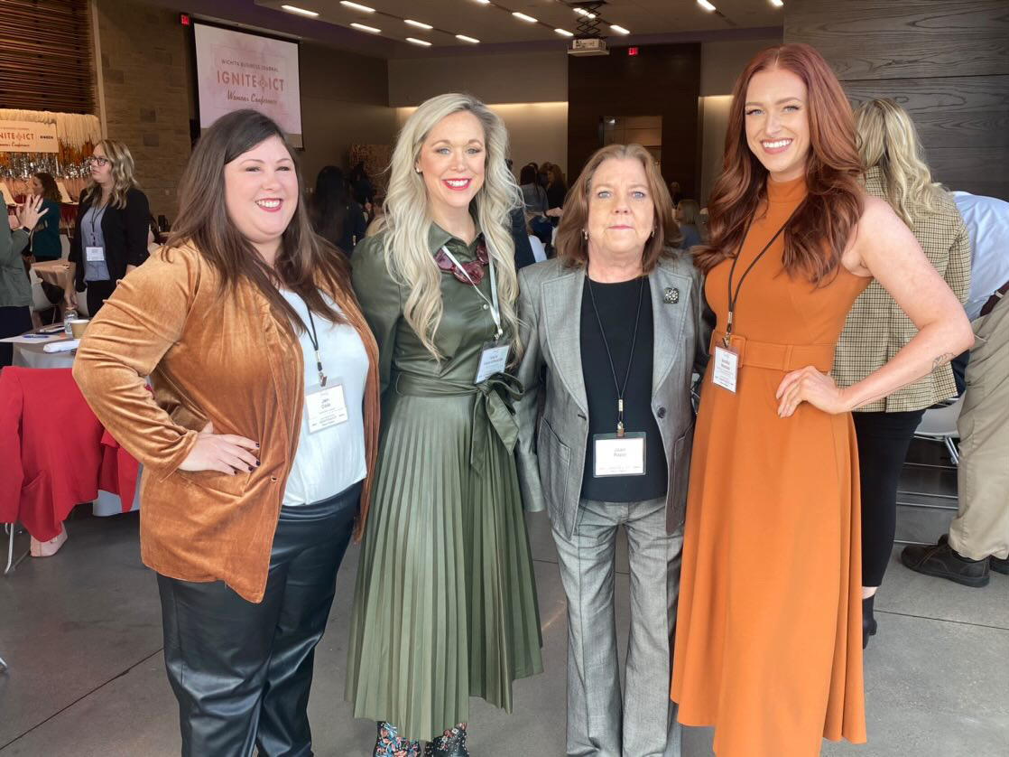 Jen Cole, Kacie Faye Edwards, Joan Rapp, and Annika Wooten sat on the social media panel at Ignite ICT Women's Conference. 